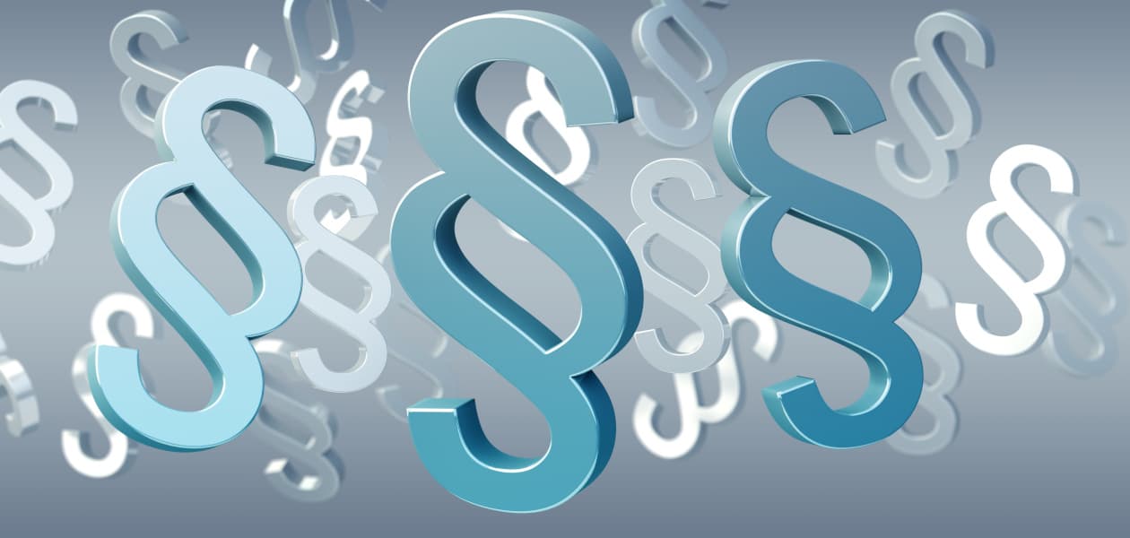 Recht 8 A Header (jpg) | Motiv ©sdecoret-stock.adobe.com | © stock.adobe.com, Juli 2024 Das Paragraf-Zeichen (§) in unterschiedlichen Farben. | Motiv ©sdecoret-stock.adobe.com | © stock.adobe.com, Juli 2024